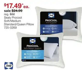 JC Penney Sealy Procool Soft/Medium Standard/Queen Pillow offer