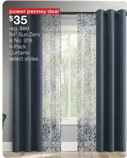 JC Penney 84 Sun Zero & 4-Pack Curtains offer
