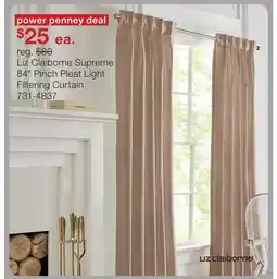 JC Penney Liz Claiborne Supreme 84 Pinch Pleat Light Filtering Curtain offer