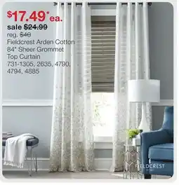 JC Penney Fieldcrest Arden Cotton 84 Sheer Grommet Top Curtain offer