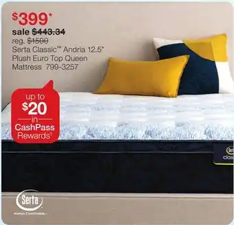 JC Penney Serta Classic Andria 12.5 Plush Euro Top Queen Mattress offer