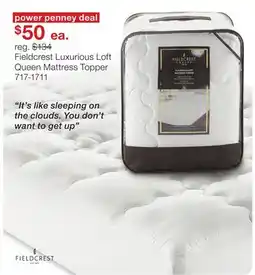 JC Penney Fieldcrest Luxurious Loft Queen Mattress Topper offer