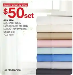 JC Penney Liz Claiborne 1000TC Luxury Performance Sheet Set offer