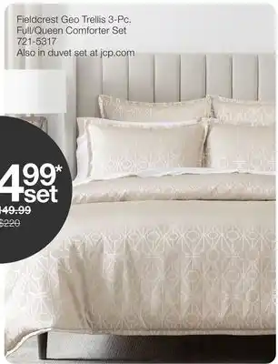 JC Penney Fieldcrest Geo Trellis 3-Pc. Full/Queen Comforter Set offer