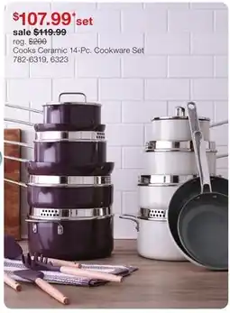 JC Penney Cooks Ceramic 14-Pc. Cookware Set offer