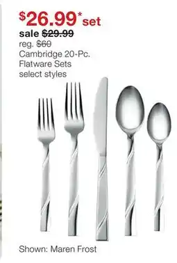 JC Penney Cambridge 20-Pc. Flatware Sets offer