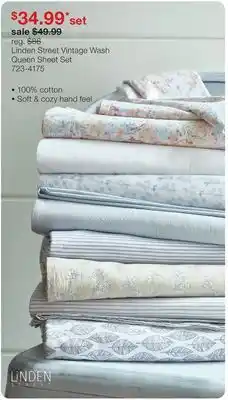 JC Penney Linden Street Vintage Wash Queen Sheet Set offer