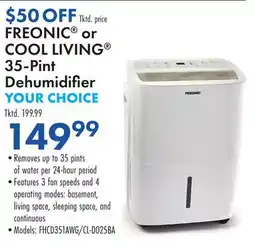 Boscov's FREONIC or COOL LIVING 35-Pint Dehumidifier offer
