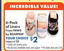Boscov's 6-Pack of Liners From PAWS by BEARPAW offer