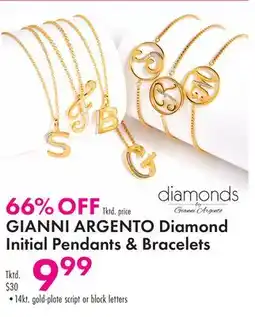 Boscov's GIANNI ARGENTO Diamond Initial Pendants & Bracelets offer