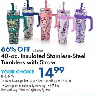 Boscov's 40-oz. Insulated Stainless-Steel Tumblers with Straw offer