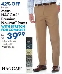Boscov's Mens HAGGAR Premiun No-Iron Pants offer