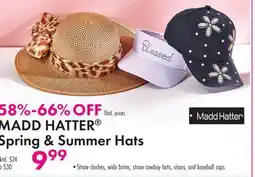 Boscov's MADD HATTER Spring & Summer Hats offer