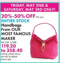 Boscov's ENTIRE STOCK Handbags From OUR MOST FAMOUS MAKER offer