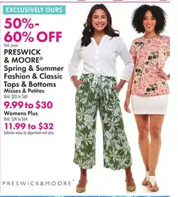 Boscov's PRESWICK & MOORE Spring & Summer Fashion & Classic Tops & Bottoms offer
