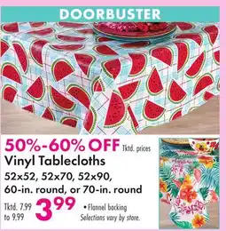 Boscov's Vinyl Tablecloths offer