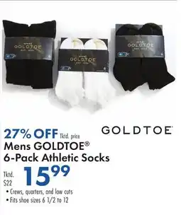 Boscov's Mens GOLDTOE 6-Pack Athletic Socks offer