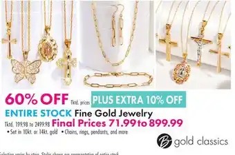 Boscov's ENTIRE STOCK Fine Gold Jewelry offer