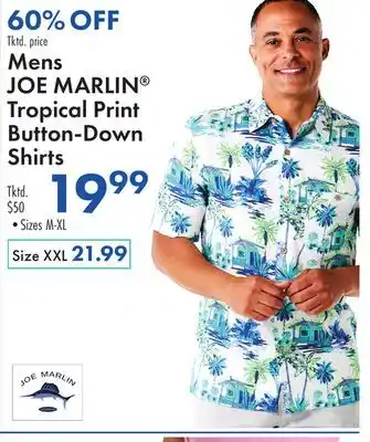 Boscov's Mens JOE MARLIN Tropical Print Button-Down Shirts offer