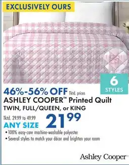 Boscov's ASHLEY COOPER Printed Quilt TWIN, FULL/QUEEN, or KING offer