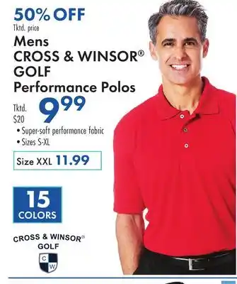 Boscov's Mens CROSS & WINSOR GOLF Performance Polos offer