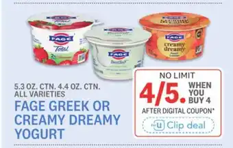 Kings Food Markets FAGE GREEK OR CREAMY DREAMY YOGURT offer