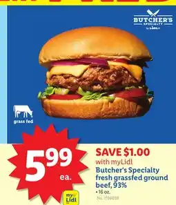 Lidl Butcher's Specialty fresh grassfed ground beef, 93% offer