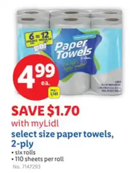 Lidl select size paper towels, 2-ply offer