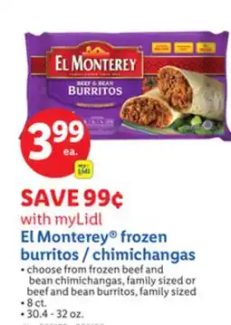 Lidl El Monterey frozen burritos/chimichangas offer