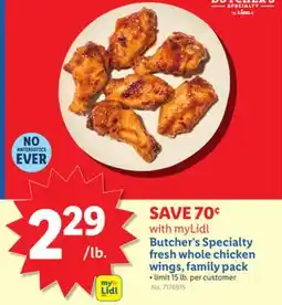 Lidl Butcher's Specialty fresh whole chicken wings, family pack offer