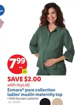 Lidl Esmara pure collection ladies' muslin maternity top offer