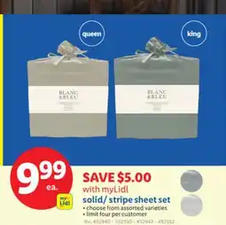 Lidl solid/stripe sheet set offer
