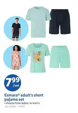 Lidl Esmara adult's short pajama set offer