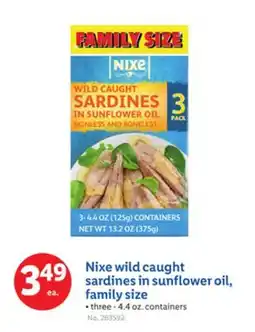 Lidl Nixe wild caught sardines in sunfl ower oil, family size offer
