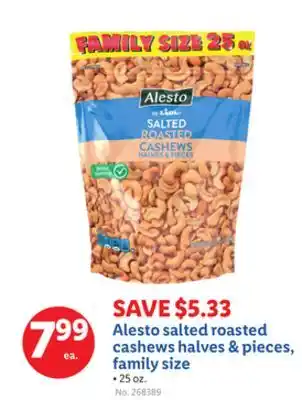 Lidl Alesto salted roasted cashews halves & pieces, family size offer
