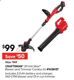 Lowe's 20-Volt Max F Blower and Trimmer Combo Kit offer