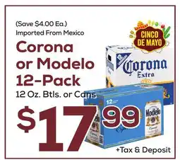 DeCicco & Sons Corona or Modelo 12-Pack offer