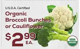 DeCicco & Sons Organic Broccoli Bunches or Cauliflower offer