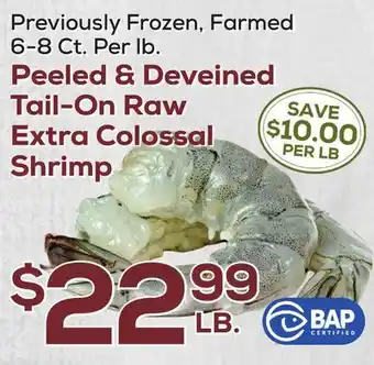 DeCicco & Sons Peeled & Deveined Tail-On Raw Extra Colossal Shrimp offer