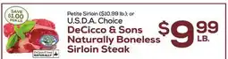 DeCicco & Sons DeCicco & Sons Naturally Boneless Sirloin Steak offer