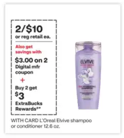 CVS L'Oreal Elvive shampoo or conditioner 12.6 oz offer