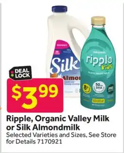 Stop&Shop Ripple, Organic Valley Milk or Silk Almondmilk offer