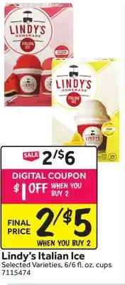 Stop&Shop Lindy's Italian Ice offer