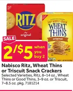 Stop&Shop Nabisco Ritz, Wheat Thins or Triscuit Snack Crackers offer
