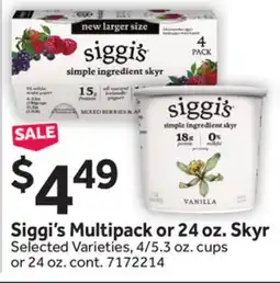 Stop&Shop Siggi's Multipack or 24 oz. Skyr offer