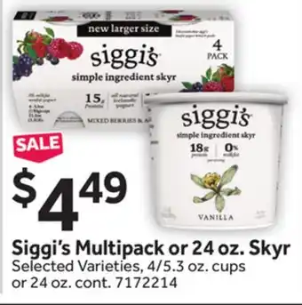 Stop&Shop Siggi's Multipack or 24 oz. Skyr offer