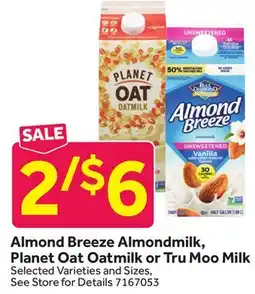 Stop&Shop Almond Breeze Almondmilk, Planet Oat Oatmilk or Tru Moo Milk offer