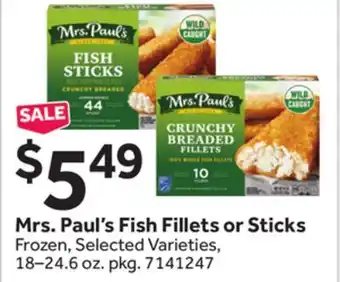Stop&Shop Mrs. Paul's Fish Fillets or Sticks offer