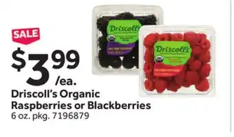 Stop&Shop Driscoll's Organic Raspberries or Blackberries offer