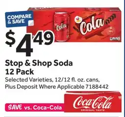 Stop&Shop Stop & Shop Soda 12 Pack offer